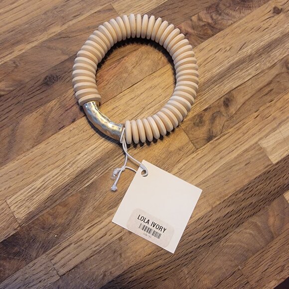 Meghan Browne Style Lola Ivory Natural Wood Stackable Bracelet - Picture 9 of 13